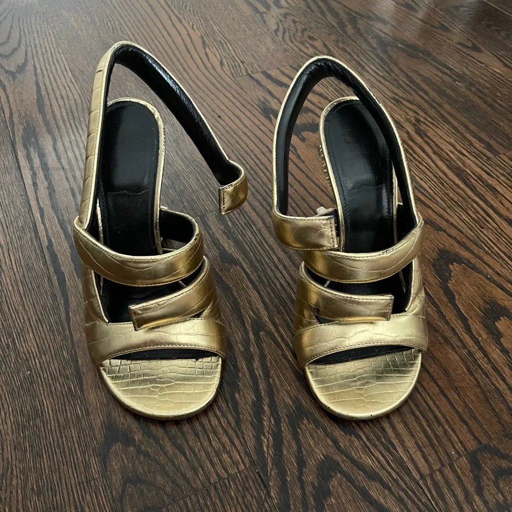 Givenchy Gold Croc-Embossed Heels - Picture 2 of 11